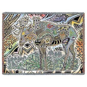New Moose Bull Northwest Woven Cotton Afghan Throw Blanket Gift Native American
